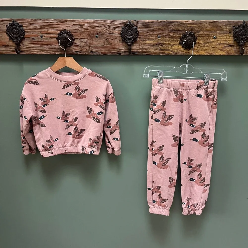 HM Kids  Mallard Duck Sweatshirt and Joggers Set 2pc Size 5T Loungewear
